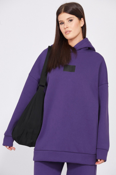Фиолетовый спортивный комплект из трикотажа с капюшоном EOLA 2532 фиолетовый - фото 3