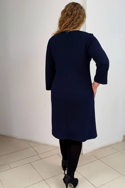 Платье нарядное А-силуэта с вышивкой и разрезом TAiER 1252 темно-синий - фото 3