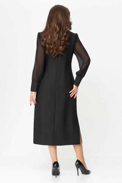 Нарядное черное платье из текстиля и шифона длиной 124 см DaLi 3646а черный - фото 4