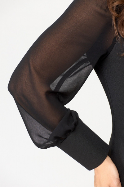 Нарядное черное платье из текстиля и шифона длиной 124 см DaLi 3646а черный - фото 6