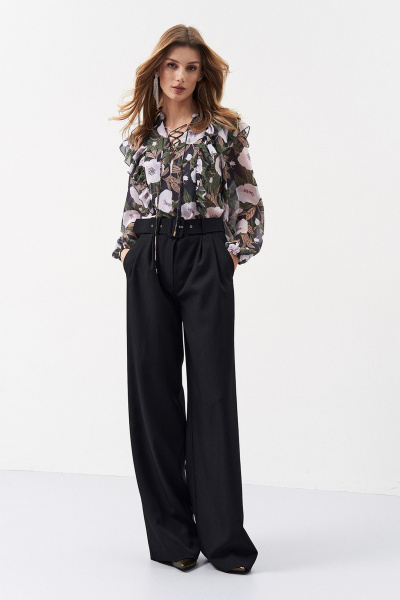 Шифоновая блуза с цветочным принтом и оборкой Art Ribbon M3967T - фото 1