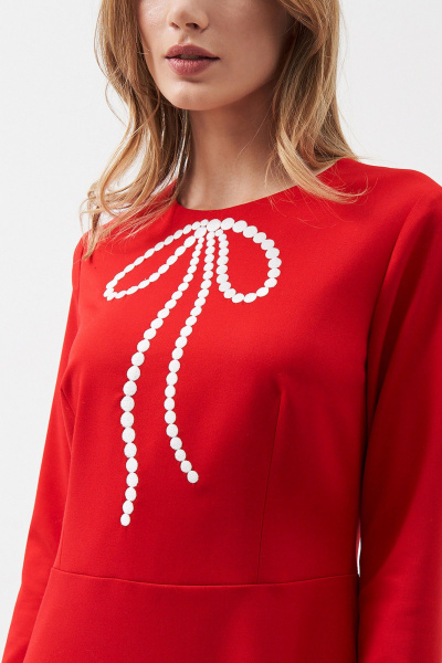 Платье полупридящее с вышивкой и V-образным вырезом Art Ribbon M3970P - фото 2