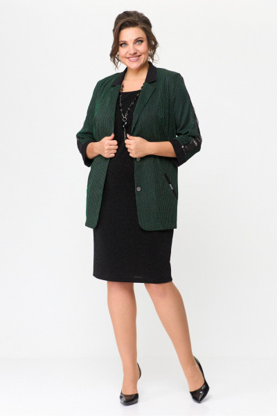 Зеленое или черное платье из трикотажа с пайетками Solomeya Lux 964 черно-зеленый - фото 12