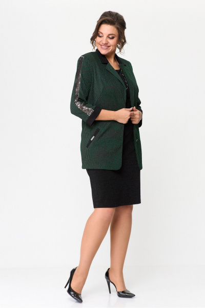 Зеленое или черное платье из трикотажа с пайетками Solomeya Lux 964 черно-зеленый - фото 11