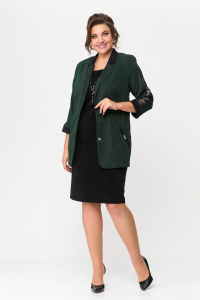 Зеленое или черное платье из трикотажа с пайетками Solomeya Lux 964 черно-зеленый - фото 8