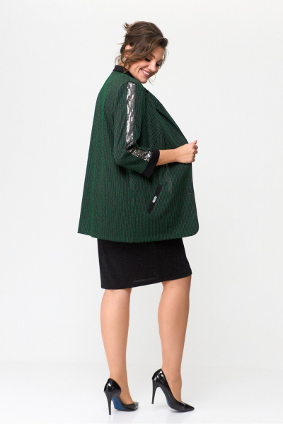 Зеленое или черное платье из трикотажа с пайетками Solomeya Lux 964 черно-зеленый - фото 7