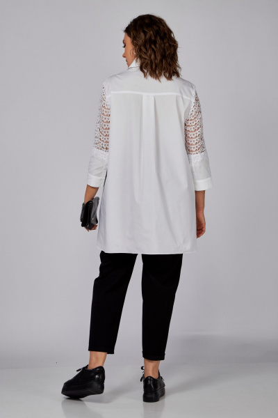 Белая хлопковая блуза с кружевами и выкройкой полуприлегающего силуэта Anna Majewska 1530 - фото 4