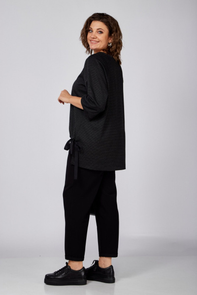 Черный трикотажный джемпер с кулисой и рукавом реглан Anna Majewska 1532 - фото 6