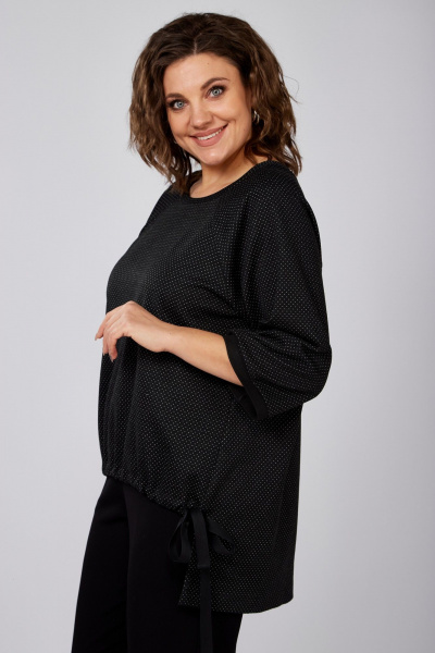 Черный трикотажный джемпер с кулисой и рукавом реглан Anna Majewska 1532 - фото 4