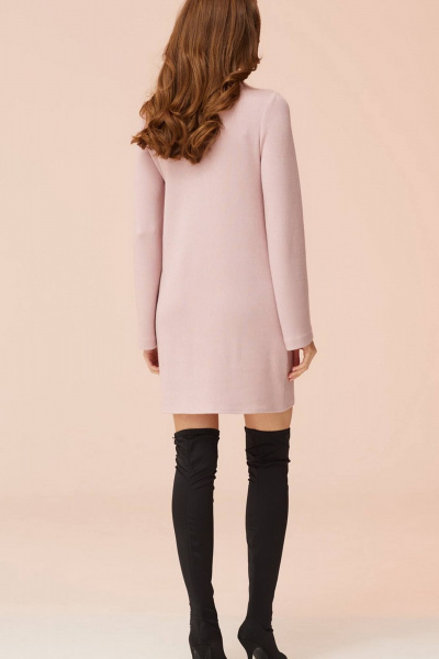 Платье прямое демисезонное из трикотажа с защипами Faufilure C1478 розовый - фото 4