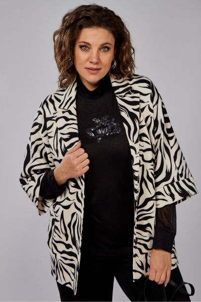 Бежевый жакет с цельнокроенными рукавами и классическим кроем Anna Majewska 1529 - фото 6