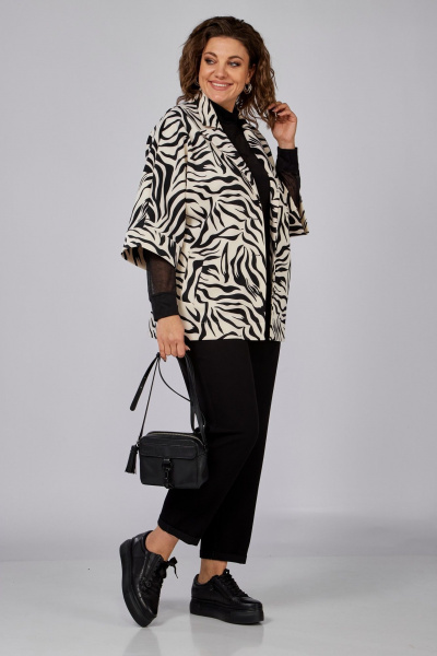 Бежевый жакет с цельнокроенными рукавами и классическим кроем Anna Majewska 1529 - фото 5