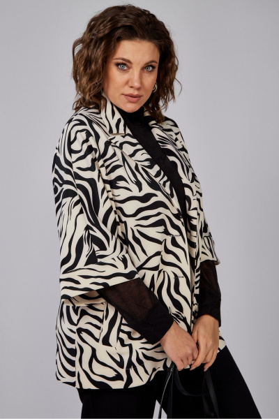 Бежевый жакет с цельнокроенными рукавами и классическим кроем Anna Majewska 1529 - фото 4