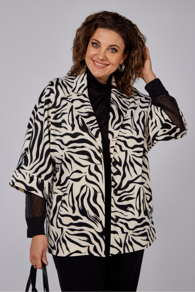 Бежевый жакет с цельнокроенными рукавами и классическим кроем Anna Majewska 1529 - фото 3