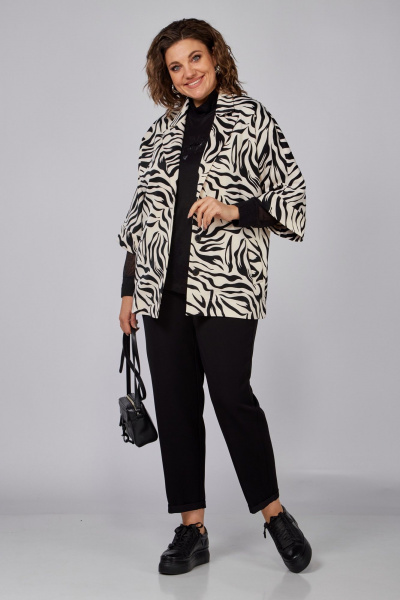 Бежевый жакет с цельнокроенными рукавами и классическим кроем Anna Majewska 1529 - фото 2