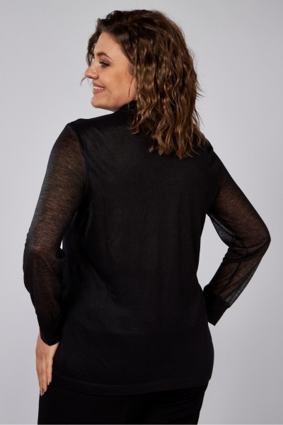 Черная трикотажная блуза с декоративной печатью и плечевым регланом Anna Majewska А339 - фото 3