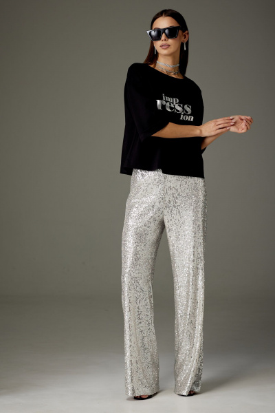 Нарядный комплект из пайеточного брюк и укороченного джемпера из трикотажа N.O.W. 1372-S - фото 6
