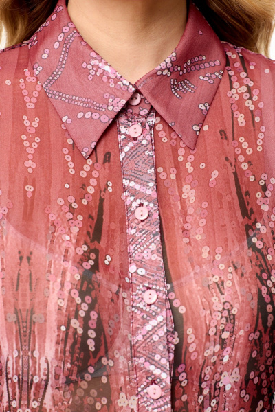 Рубашка из шифона с принтом, застежка на пуговицы Abbi 4023 - фото 9