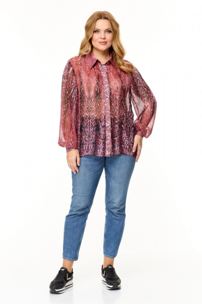 Рубашка из шифона с принтом, застежка на пуговицы Abbi 4023 - фото 8