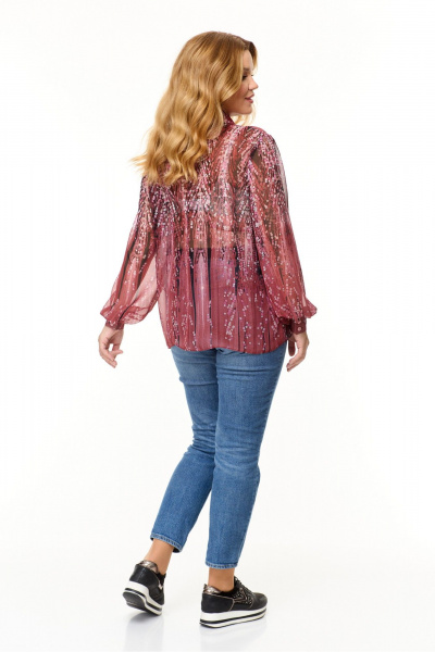 Рубашка из шифона с принтом, застежка на пуговицы Abbi 4023 - фото 6