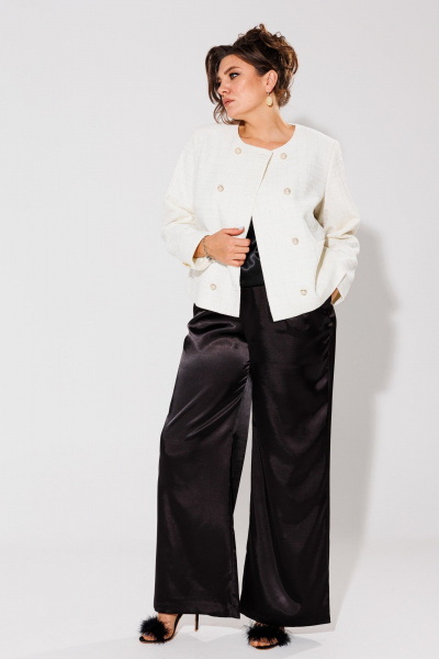 Жакет в стиле Шанель с мерцающей тканью и пуговицами Anelli 1430 белый - фото 3