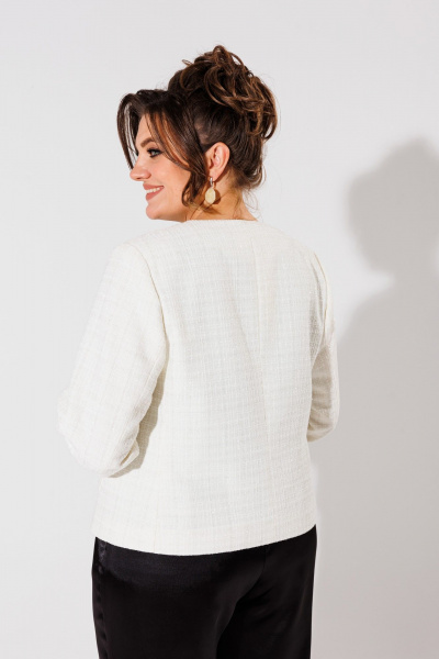 Жакет в стиле Шанель с мерцающей тканью и пуговицами Anelli 1430 белый - фото 2