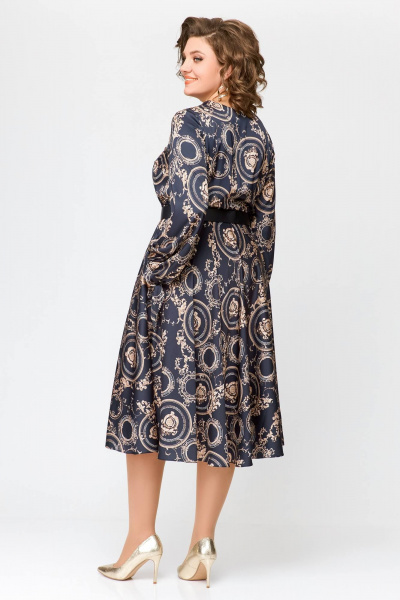 Элегантное платье из шёлка с карманами, отрезная по талии Swallow 707 черный/бежевый_принт - фото 13