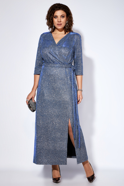 Модное платье большого размера с запахом и разрезом Algranda А3965 - фото 9