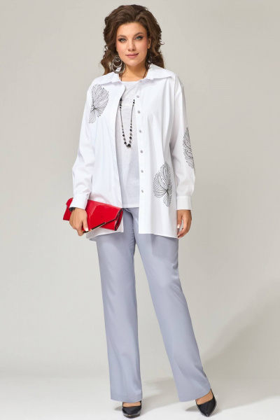 Демисезонный женский комплект из брюк, рубашки и топа Fita 1301 - фото 2