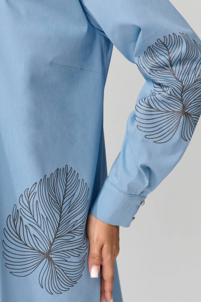 Демисезонный комплект из брюк, рубашки и топа в голубых и серых тонах Fita 1303 - фото 10