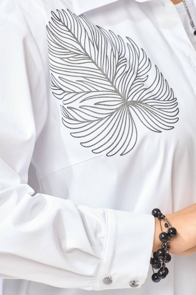 Демисезонный комплект из брюк, рубашки и топа в белом и черном цветах Fita 1305 - фото 10