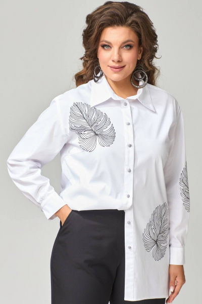 Демисезонный комплект из брюк, рубашки и топа в белом и черном цветах Fita 1305 - фото 9