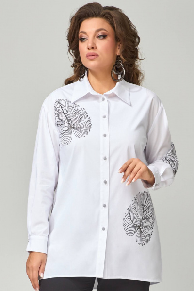 Демисезонный комплект из брюк, рубашки и топа в белом и черном цветах Fita 1305 - фото 6