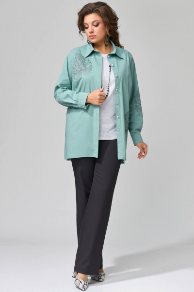 Тройка женская: брюки, рубашка, топ, прямой силуэт Fita 1308 - фото 2