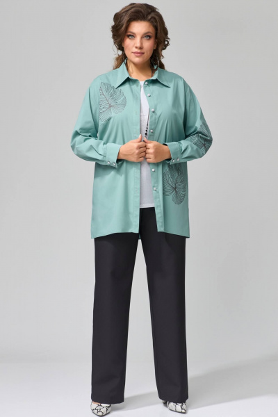 Тройка женская: брюки, рубашка, топ, прямой силуэт Fita 1308 - фото 1