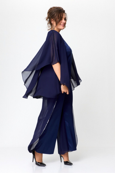 Нарядный комплект блузы и брюк с пайетками и отделкой Solomeya Lux 960 синий - фото 9