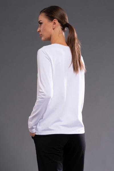 Белый хлопковый лонгслив с принтом для повседневной носки Kivviwear 4061.51 - фото 6