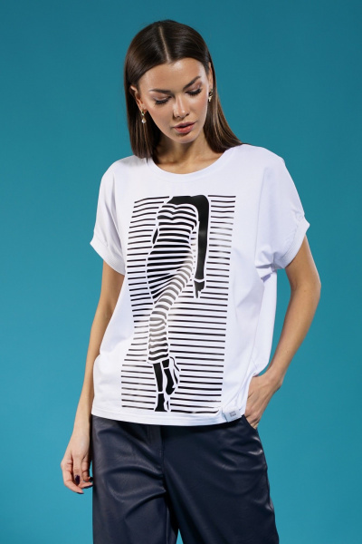 Модный трикотажный лонгслив с принтом для повседневной носки Kivviwear 4072.11 - фото 5