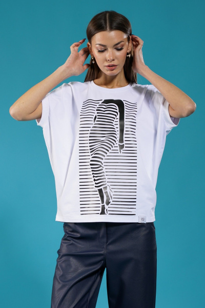 Модный трикотажный лонгслив с принтом для повседневной носки Kivviwear 4072.11 - фото 4