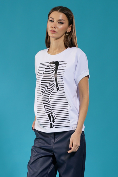 Модный трикотажный лонгслив с принтом для повседневной носки Kivviwear 4072.11 - фото 3