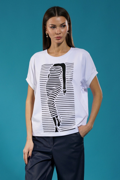 Модный трикотажный лонгслив с принтом для повседневной носки Kivviwear 4072.11 - фото 2