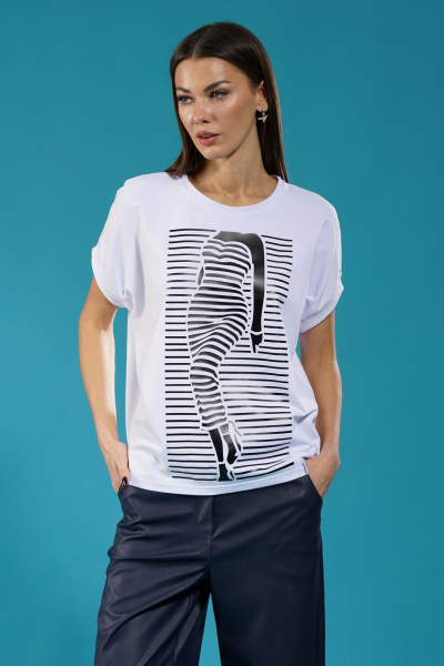 Модный трикотажный лонгслив с принтом для повседневной носки Kivviwear 4072.11 - фото 1