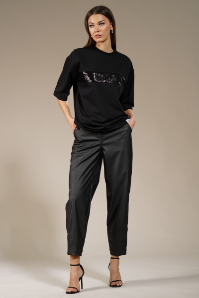 Майка удлиненная с пайетками из трикотажа хлопка Kivviwear 4143.02 - фото 2