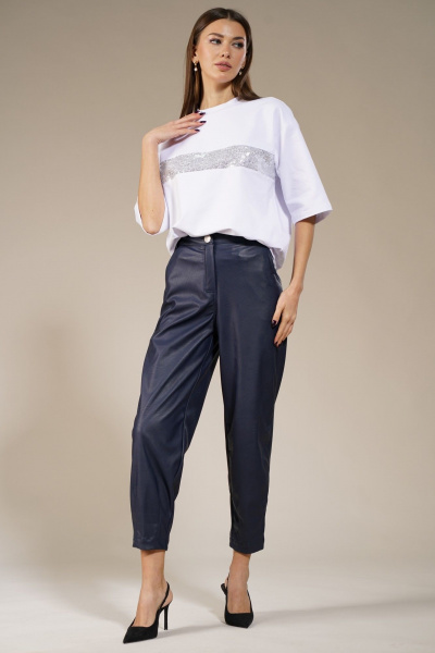 Майка удлиненная с пайетками из трикотажа хлопка Kivviwear 4143.03 - фото 5