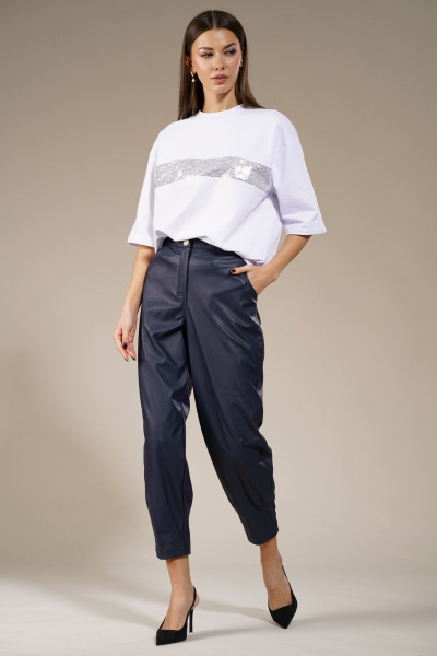 Майка удлиненная с пайетками из трикотажа хлопка Kivviwear 4143.03 - фото 4