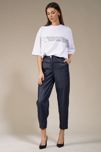 Майка удлиненная с пайетками из трикотажа хлопка Kivviwear 4143.03 - фото 3