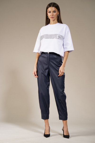 Майка удлиненная с пайетками из трикотажа хлопка Kivviwear 4143.03 - фото 2