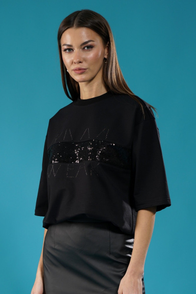 Майка удлиненная с пайетками из трикотажа хлопка Kivviwear 4143.05 - фото 9