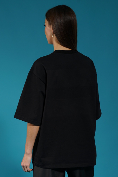 Черный удлиненный джемпер с пайетками и приспущенным рукавом Kivviwear 4143.06 - фото 8