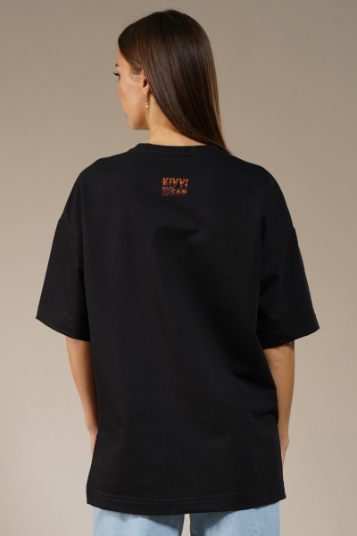 Черный удлиненный джемпер с боковыми разрезами, комфортный Kivviwear 4147.01 - фото 12